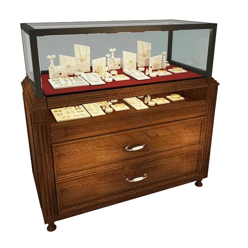 

Beautiful Jewelry Showcase Vintage Jewelry Desk Museum Glass Cabinet Middle Island Cabinet