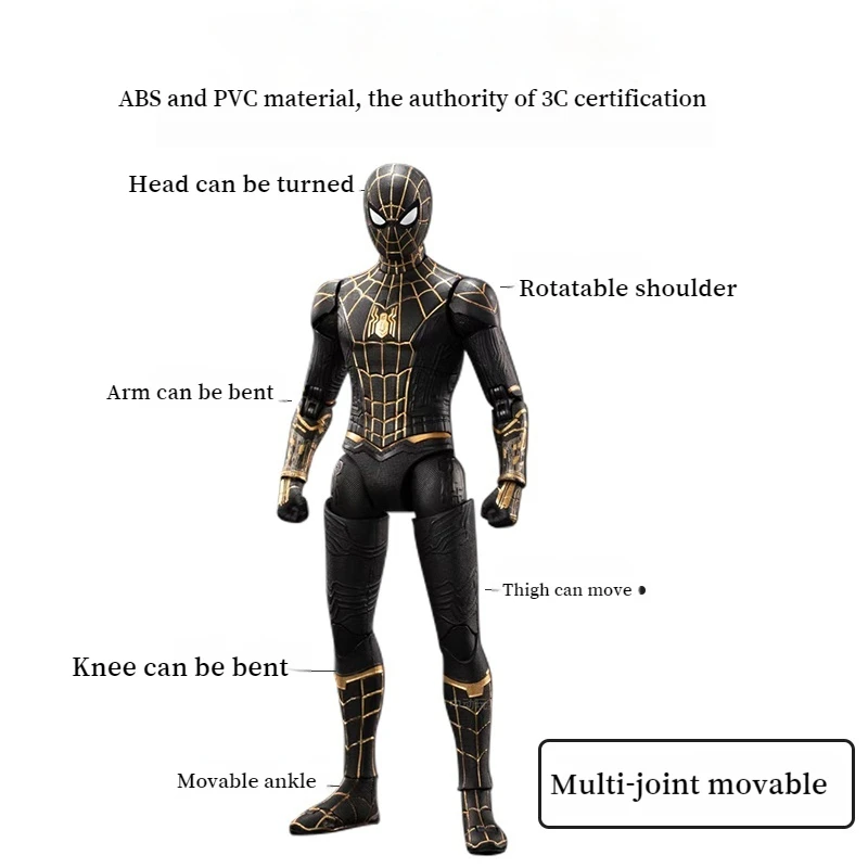 New Movie Spider-Man: Across the Spider-Verse Black Gold Spider Man Iron Man Action Figure Joint mobility Model Boy Collection