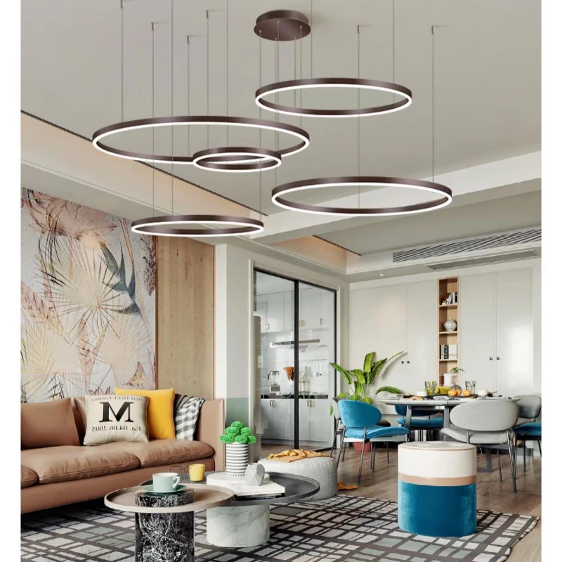 

Nordic Modern LED Pendant Light Circle Lights for Interior Design Engineering Lighting Line Hang Ring Chandelier Lamps Aesthetic