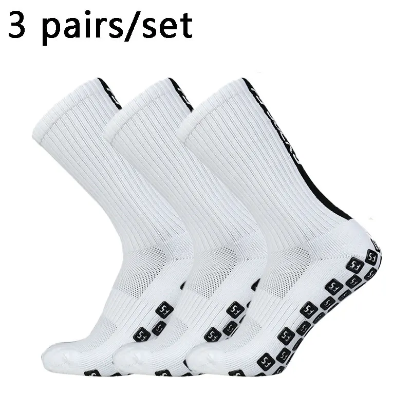 3 pairs FS Square Silicone Non slip FS Letter Football Socks Men Women Sports Grip Soccer Socks calcetines hombre futebol