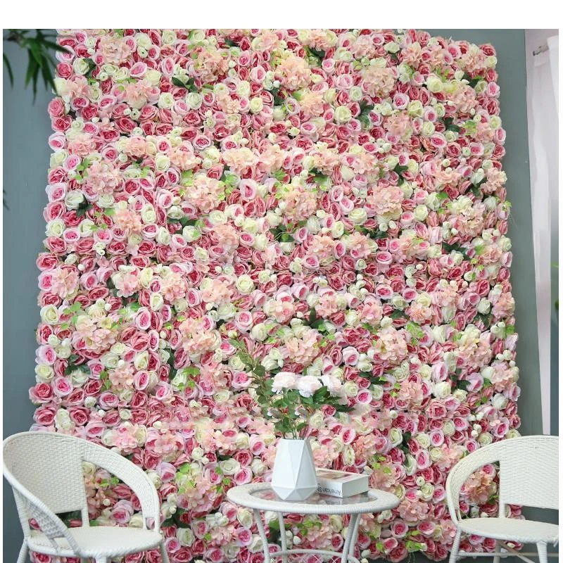 Artificial Flower Wall Three-dimensional Background Wedding Decoration Rose Silk Cloth Modern Home Part