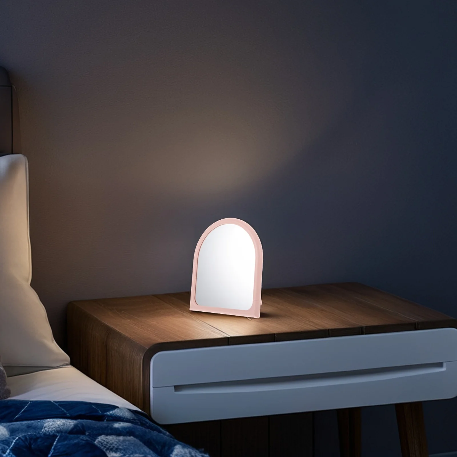 Espejo de Maquillaje Plegable para Dormitorio, Superficie Grande, Ángulos Ajustables, Portátil, Compacto, Espejo de Viaje, Reflejo Claro para el Hogar