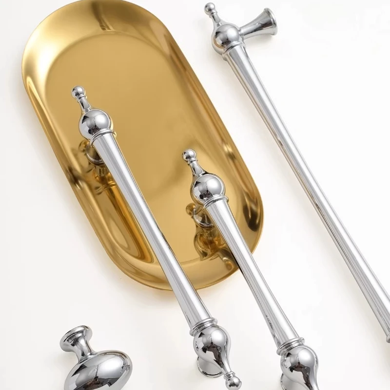 Französische Antik-Silbergriffe für Kleiderschrank-Schubladen, Cremefarbenes Chrom, Amerikanischer Minimalistischer Schlafzimmer-Schuhschrank-Türbeschlag, Möbelgriff – Detail 9