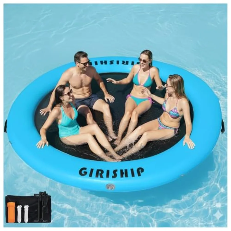 

6/8/10FT Inflatable Water Hammock Round Floating Ring Inflatable Floating Dock for Lakes and Pools Pool Hammock Lake Floats for