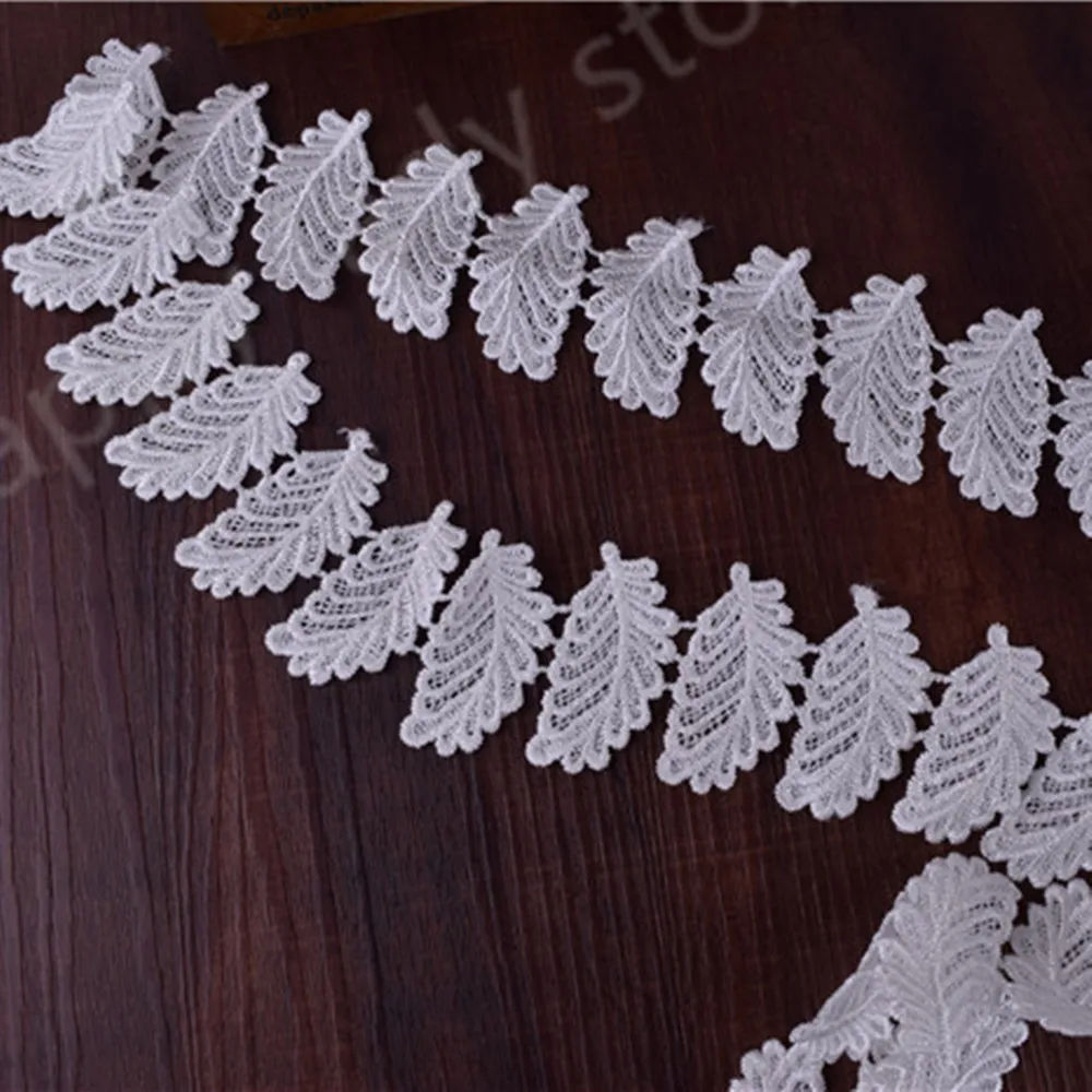 

29yards White Trimmings Embroidered Net Leaves Lace Trim Ribbon Sew On Appliques Craft Embellishment wide:5cm