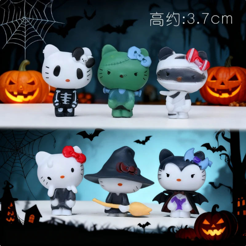 Anime Sanrio Hallo Kitty Cartoon Halloween Modell Puppe Kreative Desktop Auto Dekoration Geschenk Anime Figur