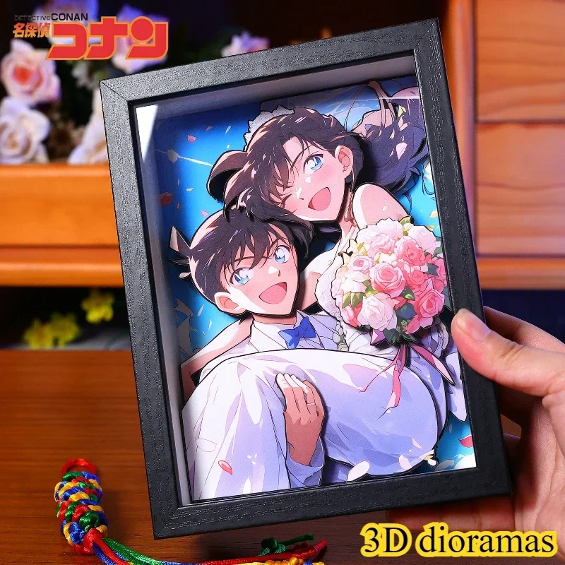 

19.5CM Detective Conan 3D Dioramas Picture Frame Painting Family Home Decoration Paintings Handmade Gift Shinichi Kudo Perimeter