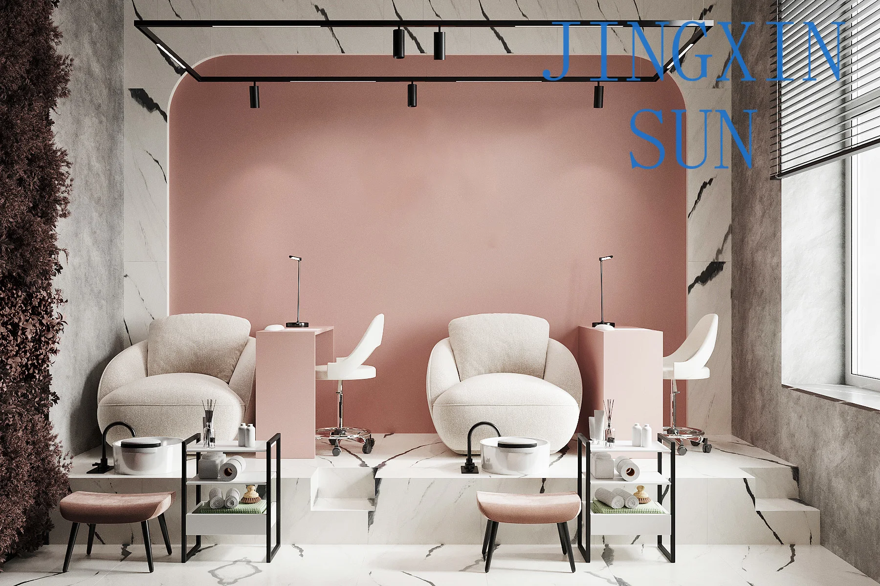 Custom Pink Beauty Salon 3D In - Interior Design Nail Salon 评论和价格