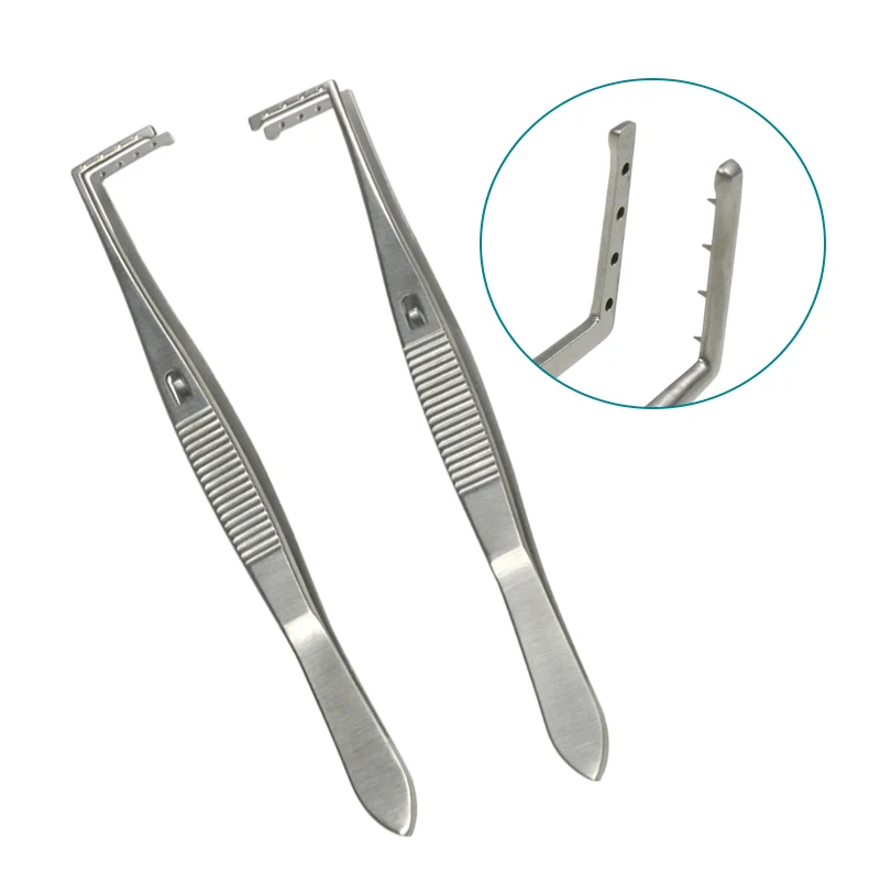 

Stainless Steel Strabismus Forceps Left Right Clamp Tweezers Eyelid Tools Ophthalmic Instrument