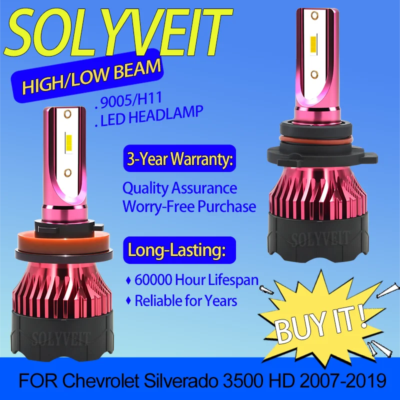 

Shockproof Build 9005 H11 LED HIGH LOW BEAM HEADLAMP FOR Chevrolet Silverado 3500 HD 2007-2013 2014 2015 2016 2017 2018 2019