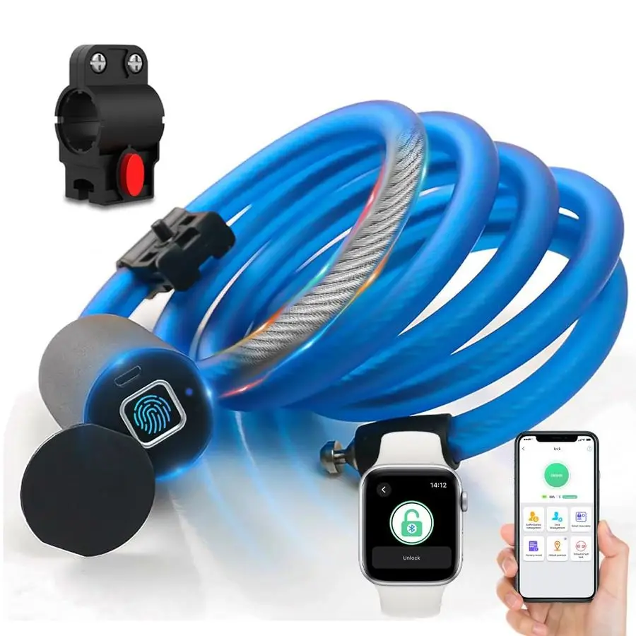 

Замок без ключа, кодовый тросовый замок, синий водонепроницаемый тросовый замок, длина 150 см, стальной для велосипеда, скутера, мотоцикла, двери, забора, ворот F