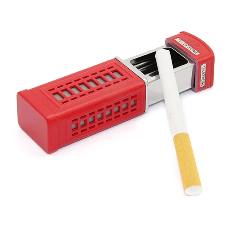 Portable Metal Ashtray Telephone Booth Shape Metal Cigar Ash Box Stainless Steel Mini Ash Tray Cigarette Ashtray For Home Car