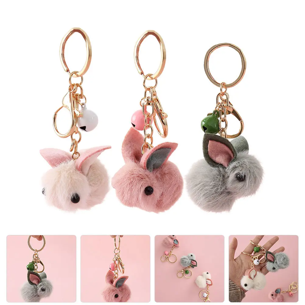 

3Pcs Rabbit Keychains Cartoon Keyrings Lightweight Bag Backpack Pendant Kids Key Ring Hanging Decoration Rabbit Key Chain