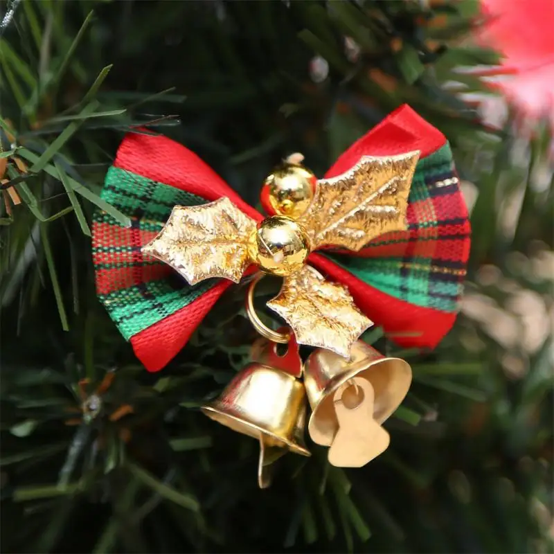 Noeud de Noël avec petite cloche, couronnes d'arbre de Noël, conflicPendant, mini nœud papillon, ornement, bricolage, cadeau artisanal, décorations du Nouvel An