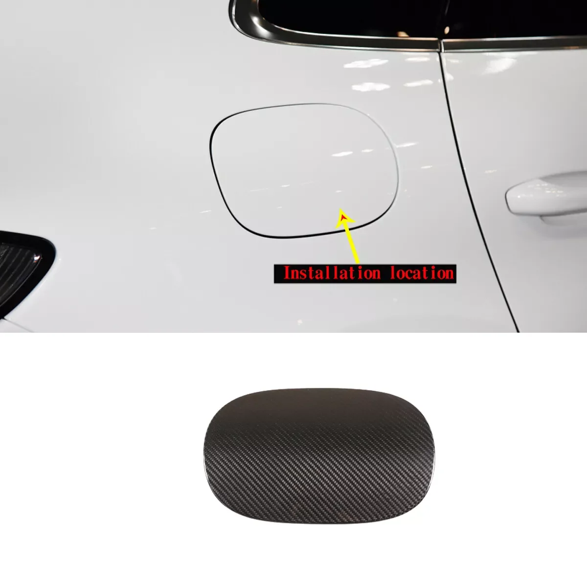 Real Carbon Fiber Outside Fuel Oil Tank Cap Cover Trim For Porsche Macan 2014-20