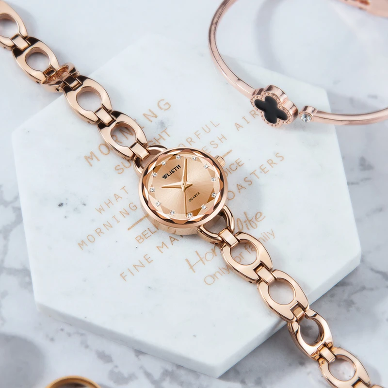 Relojes de pulsera de cuarzo para mujer, reloj redondo con esfera pequeña para mujer, reloj resistente al agua, reloj de lujo para mujer, reloj de mujer