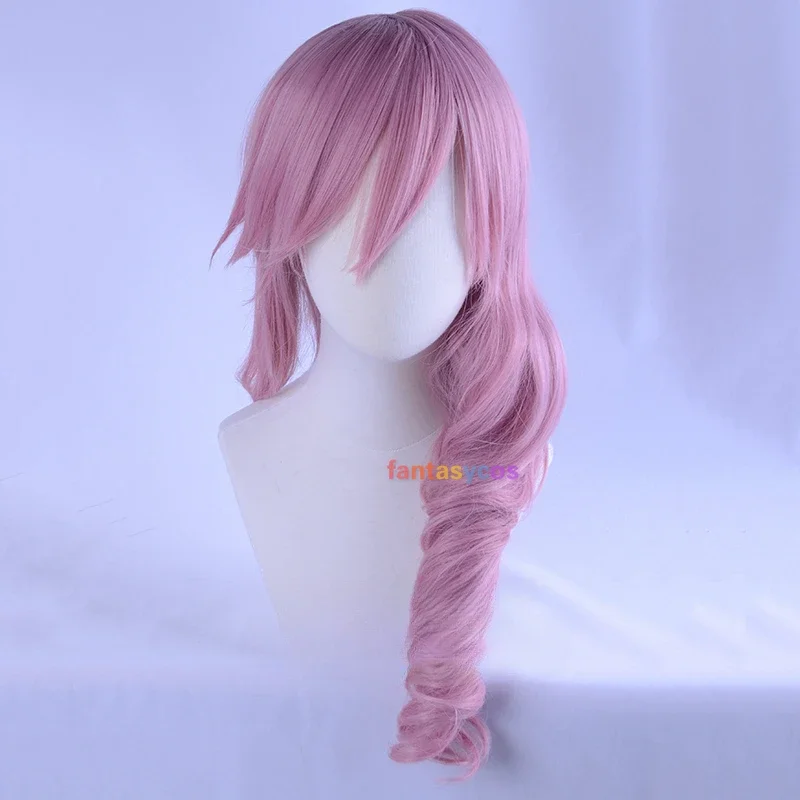 Lightning Final Fantasy Cosplay Wig FF13 Mixed LongPink Curly Heat Resistant Hair Cosplay Costume Wigs   Free Wig Cap