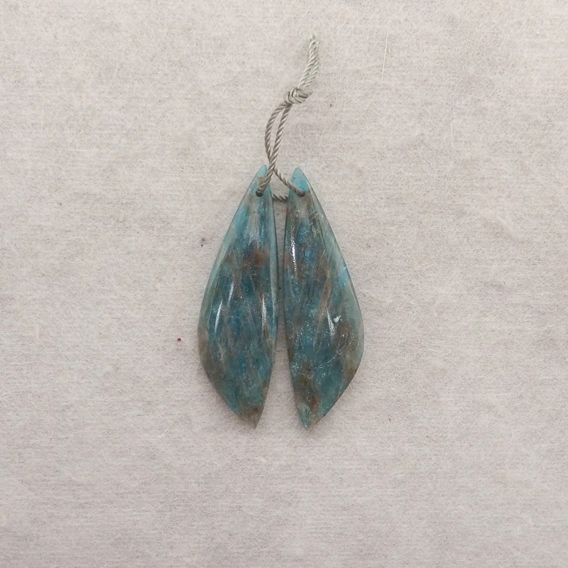 

Natural Blue Apatite Crystal Oblique Triangle Earrings Beads 37x11x4mm 5.8g Fashion Jewelry DIY Making Accessories for Parties
