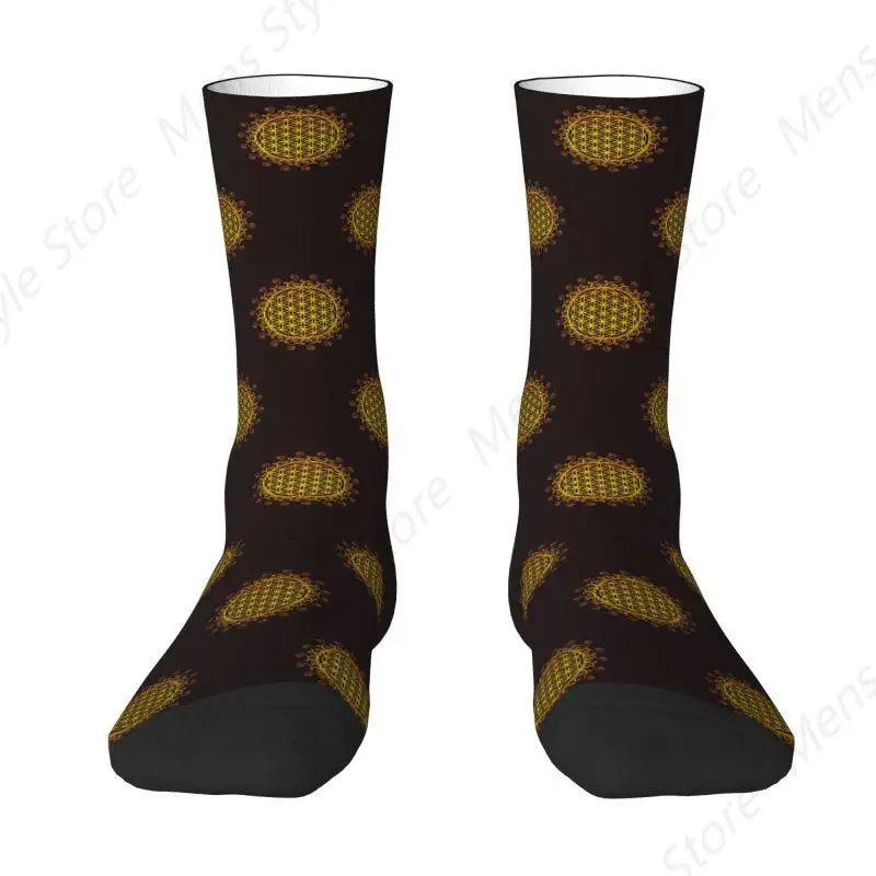 Cool Printed Flower Of Life Spirituality Yoga Socks for Women Men Stretchy Summer Autumn Winter Mandala Buddhism Crew Socks