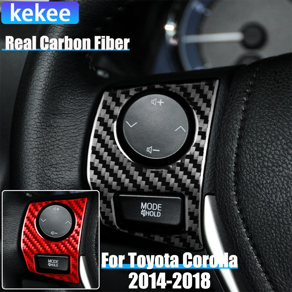 

Real Carbon Fiber Car Accessories Steering Wheel Button Cover Soft Sticker For Toyota Corolla 11th Gen 2014 2015 2016 2017 2018