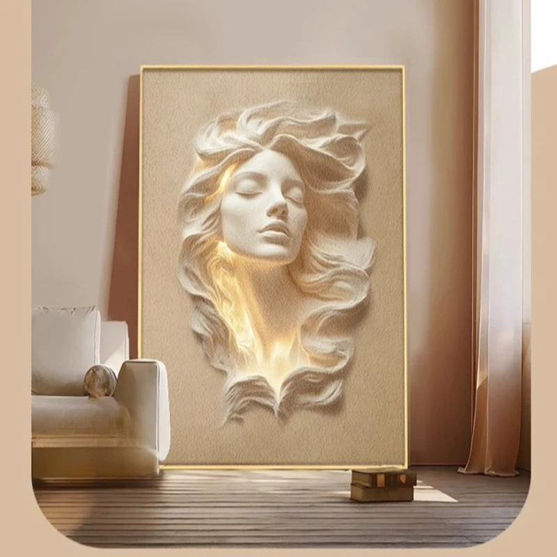 Minimally Abstract Entrance Hall Decor Painting Hallway Hanging Painting Background Wall Lighting LED Mural Light Wall Decorat