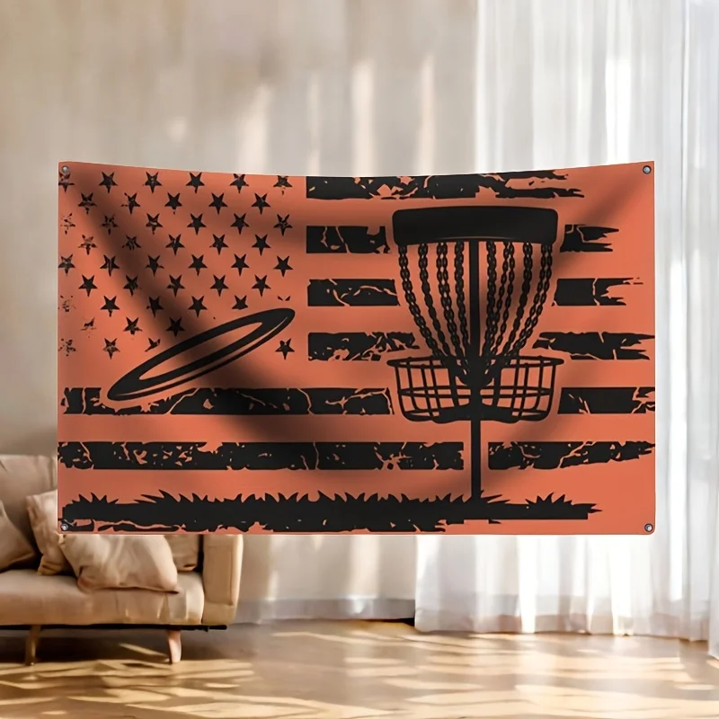 American Patriotic Trapeze Flag Banner Circus Decor Rings Art Wall Hanging Gymnastics Pop Culture Poster
