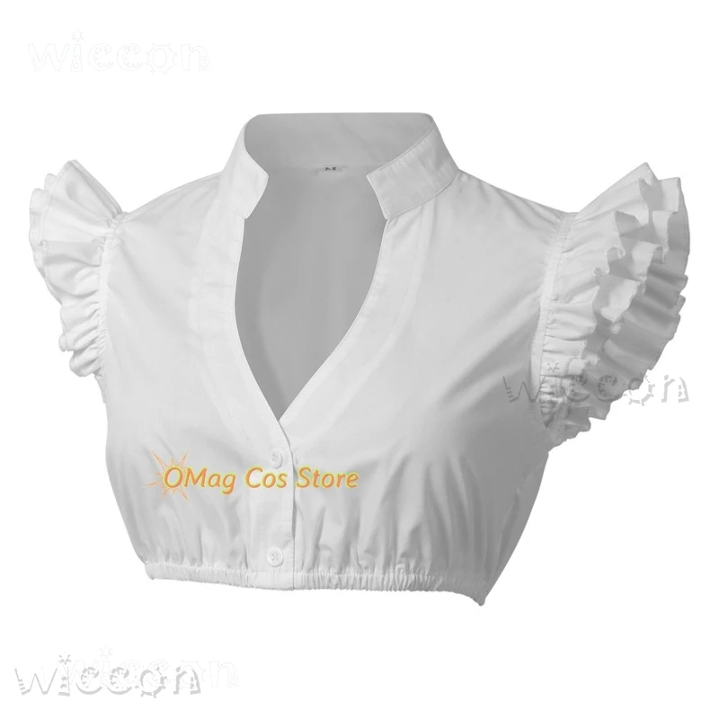 

Halloween costume 6-Styles Bavarians Outfits Base Top Munich Oktoberfest Dirndl White Blouse Mieder Vintage Denim disfraz mujer