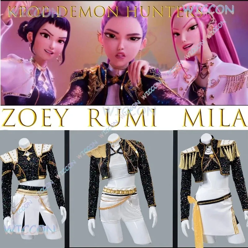 25COSKpop شيطان الصيادين زوي رومي ميرا الثقيلة Y2K سايبر ميتافيرس تأثيري حلي القوطية مستقبلية مرحلة الأداء الزي