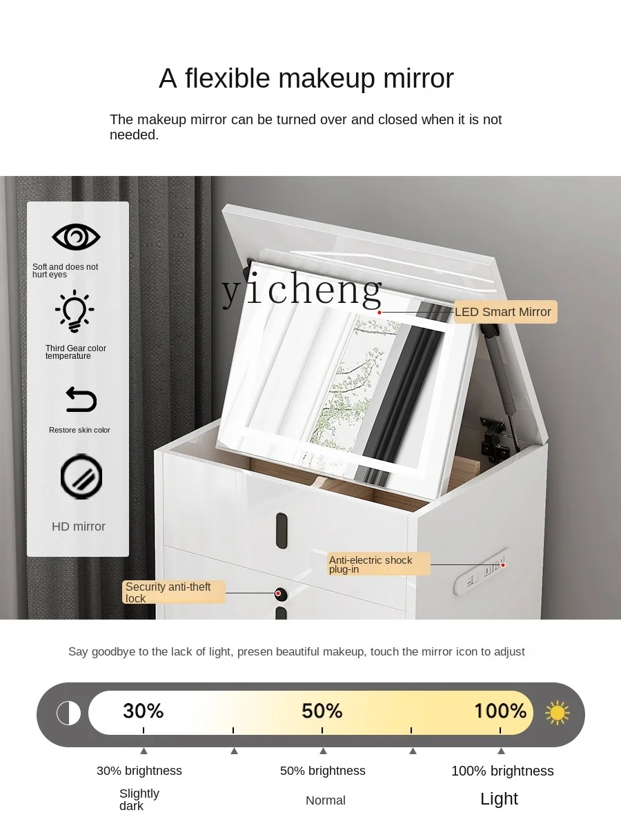 XL Dresser inteligentne lusterko toaletka do makijażu sypialni stolik nocny minimalistycznym komoda z szufladami
