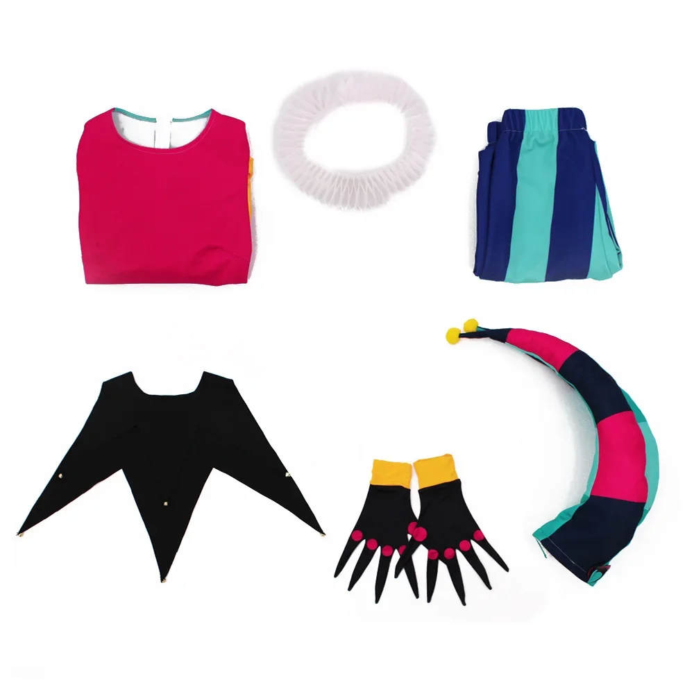 أنيمي فيزارولي تأثيري حلي عيد الميلاد Helluvain قبعة بوس هالوين يتوهم مهرج البدلة Fezz الذيل كرنفال ملابس الحفلات مجموعة