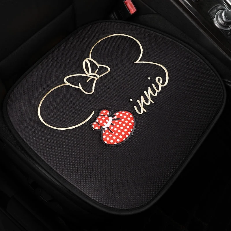 Disney Car Minnie Headrest Season One Piece Ice Silk Cool Pad Cute Mickey Mouse Cartoon Car Seat Cushion Breathable Seat Cover