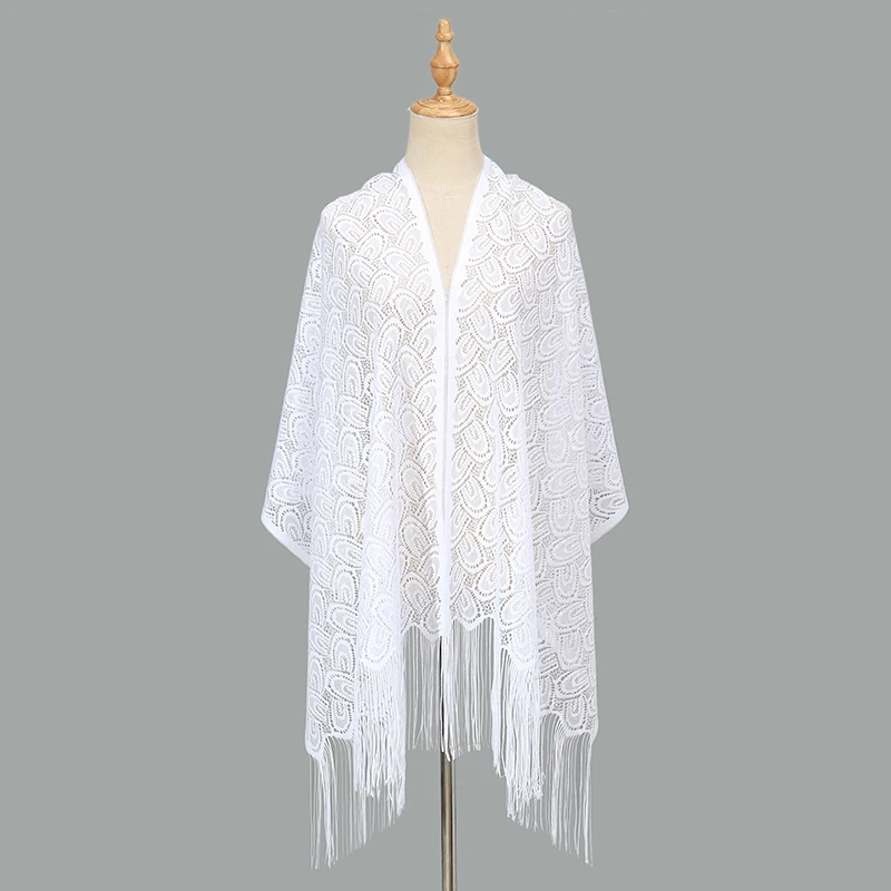 Fashion Plian Tassels Scarf Shawls For Church Ployester Muslim Woman Prayer Shawls Lady Lace Long Scarf Transparent Shawls