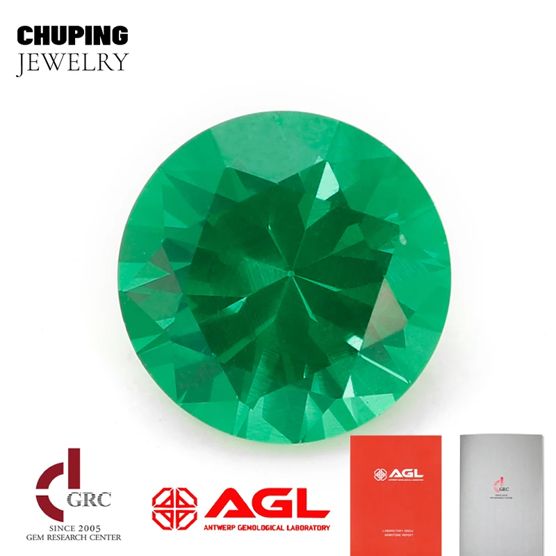ChuPing Jewelry شكل دائري مختبر تسافوريتي لصنع شهادة AGL المختارة أحجار كريمة ترافوريت مفكوكة