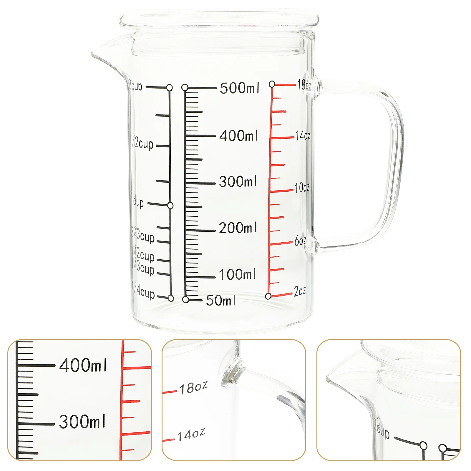 

Glass Measuring Cup Covered Milk Cup High Grade Glass Material Stable Performance Long Service Time Clear Scale Home Office