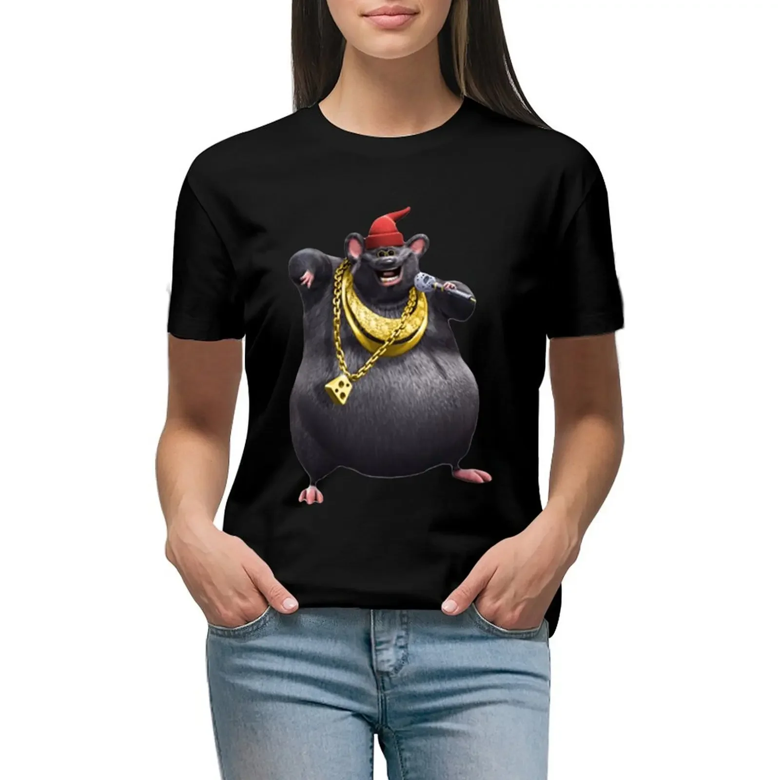 

Biggie Cheese Rat T-Shirt Short sleeve tee animal print customs design your own Female clothing workout t shirts for Women