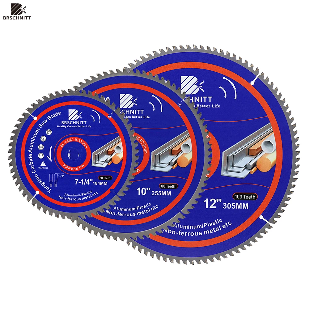 BRSCHNITT 2pcs Carbide Aluminium Cutting Wheel Saw Blades Carbide Cutting Disc for Aluminium Copper Plastic Dia 184 255 305mm