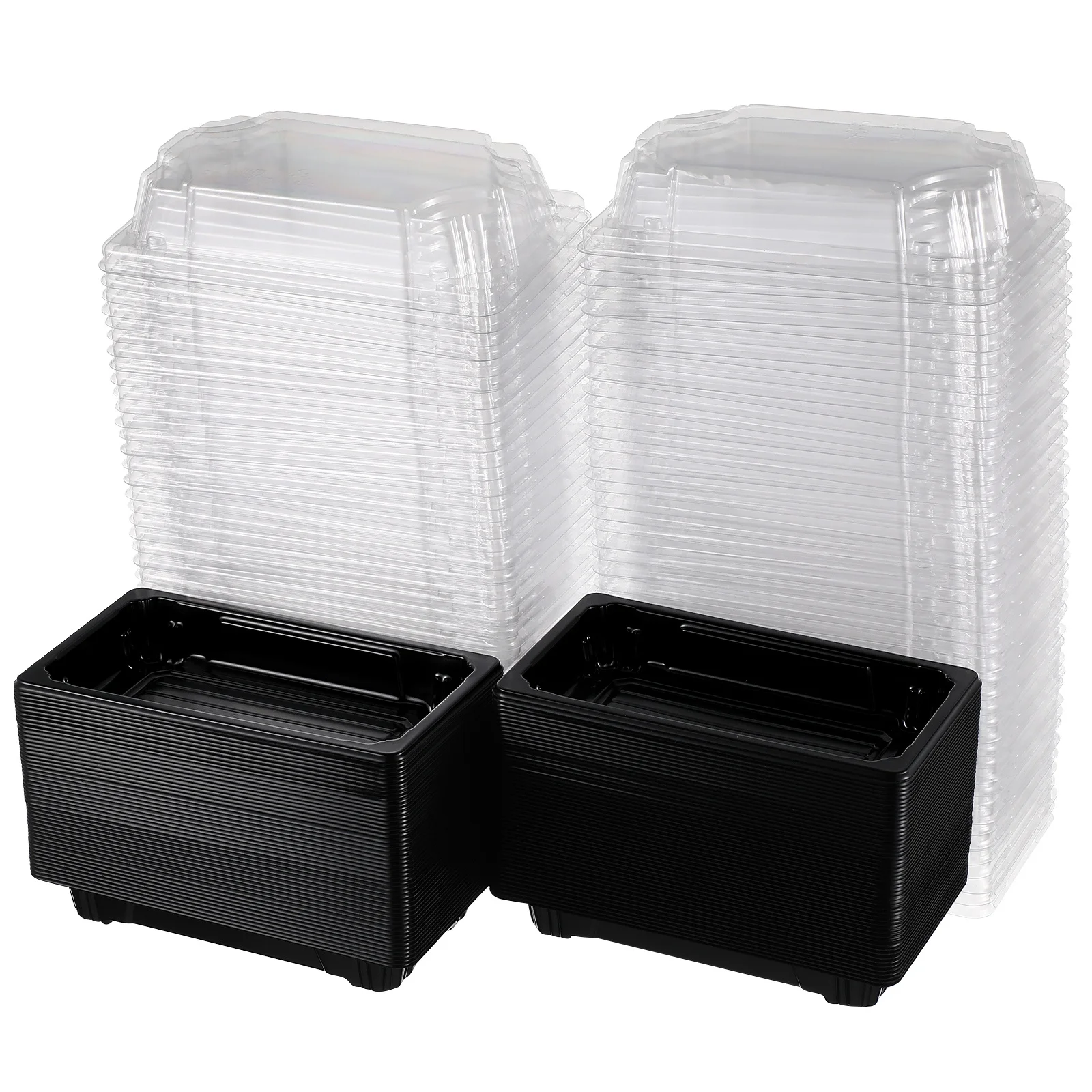 

100pcs Sushi Box Black Thickened Disposable Take Out Containers Heat Resistant For Snacks Fries Hamburgers Party Lunch Storage
