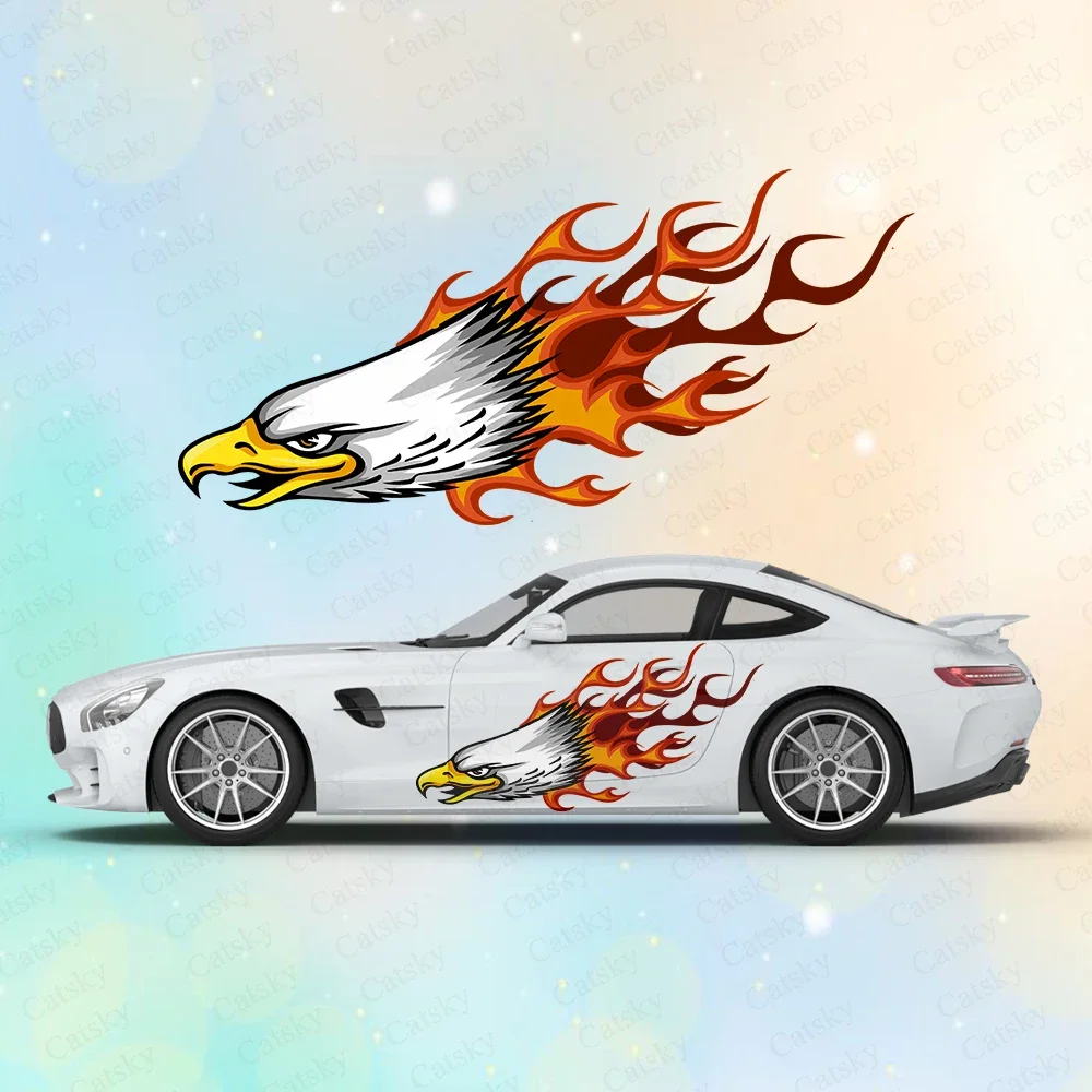 Eagle with Flames Large Car Stickers and Decals Car Body Stickers Car-Side Decals Waterproof Car Vinyl Stickers