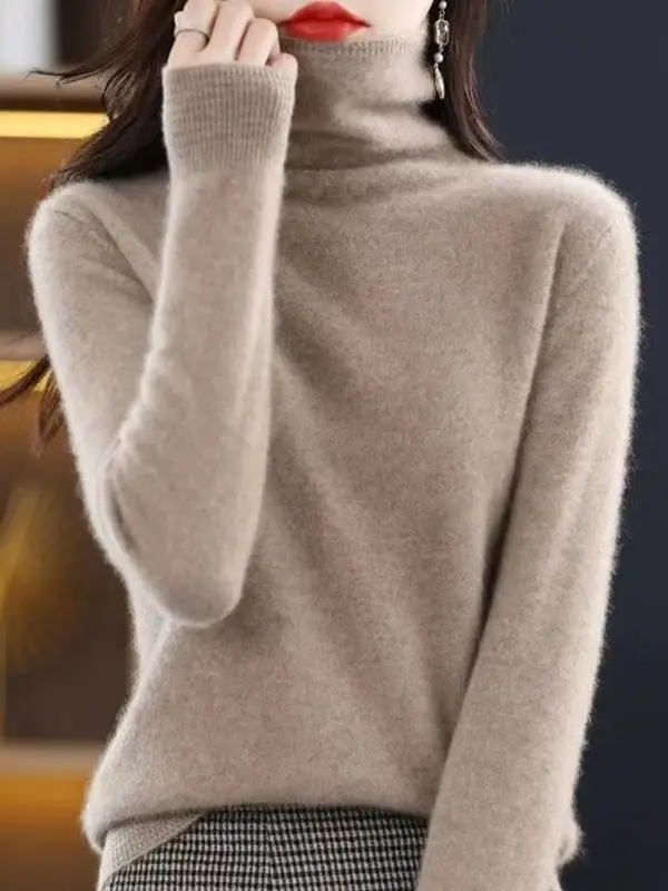 Ele ハイネ レディース ニット ウール セーター 秋冬 ベースレイヤー 高級 カメレ カジュアル ルーズフィット ロングスリーブ