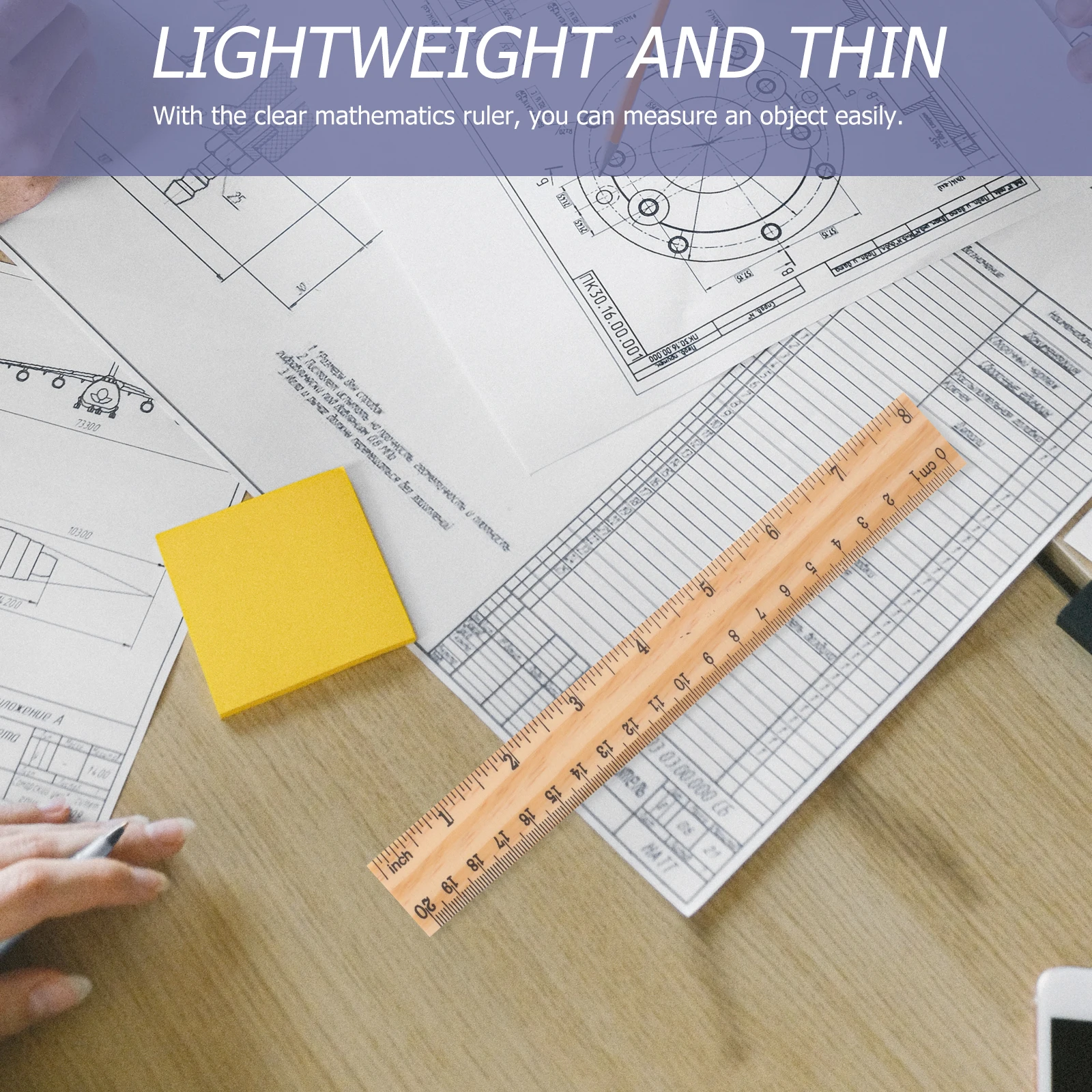 30 قطعة 20 سنتيمتر مسطرة خشبية مع مقياس مزدوج الدقة حافة مستقيمة ل الرياضيات فئة العلوم التعلم أداة قياس التدريس
