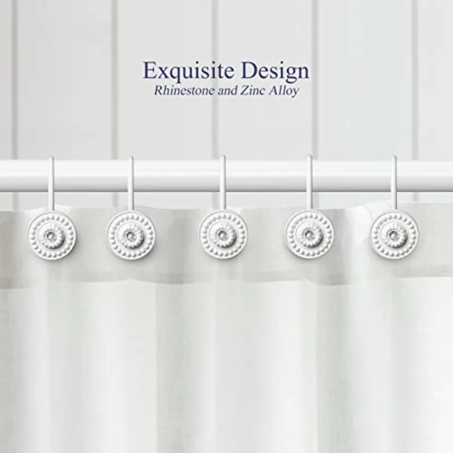 Shower Curtain Hooks, Rust Proof Shower Curtain Rings for Bathroom, Metal Decorative Shower Curtain Hooks Hangers for Shower Cu - view 4
