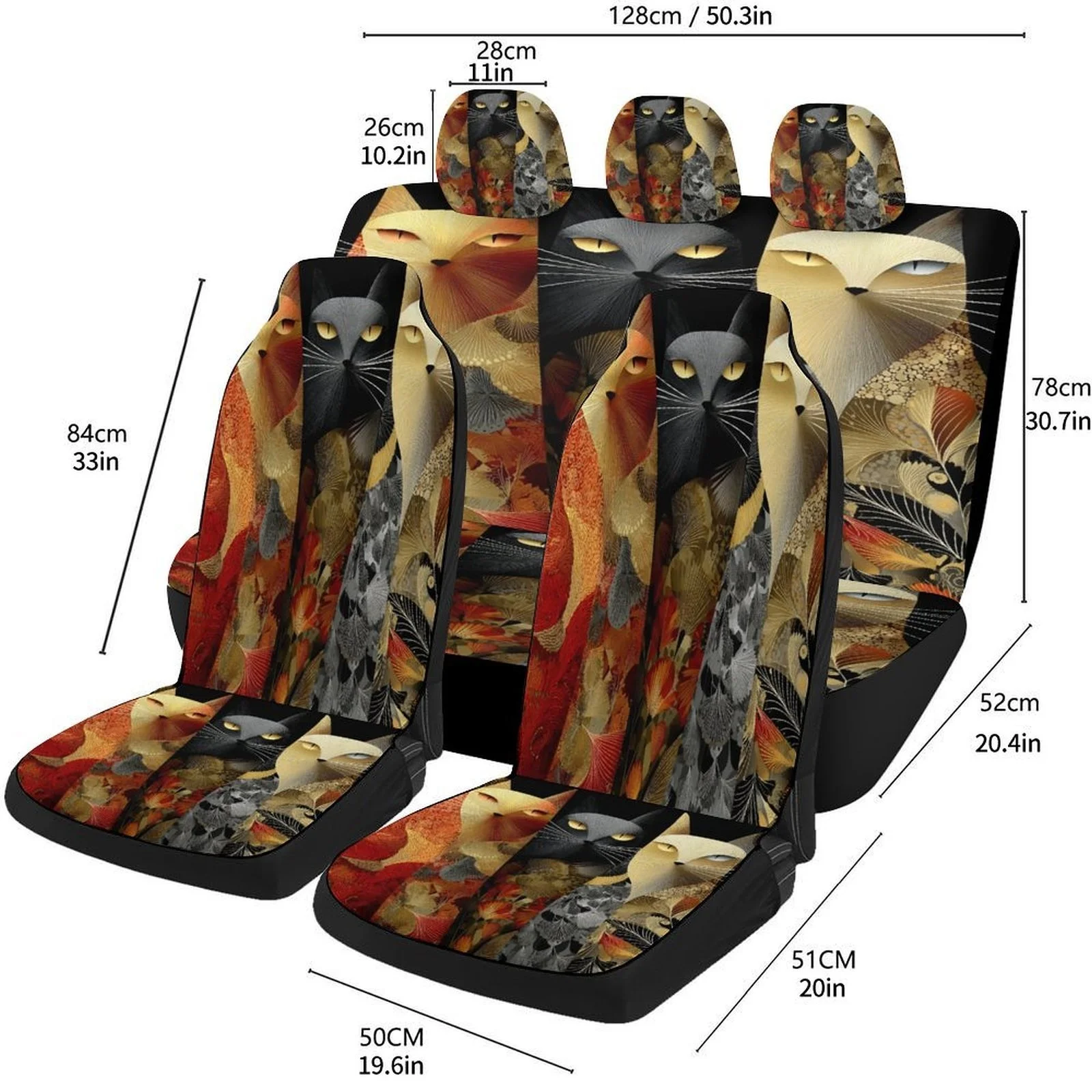Cats Pattern Art Themed Car Se - Car Seat Cover recension och pris