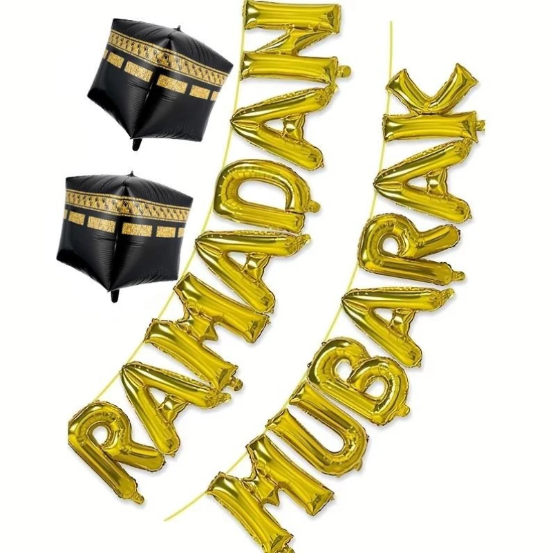 16-teiliges Umrah Mubarak Ballon-Set Banner Muslimisches Festival Heim-DIY-Deko Eid Mubarak Ramadan Kareem Hajj Party-Zubehör