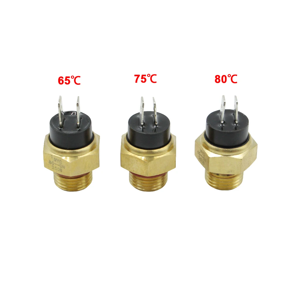 Interrupteur thermique à 2 broches pour température de l'eau, capteur thermique pour ventilateur de radiateur, 65/75/80 degrés, pour moto, kart, ATV, Quad, Buggy