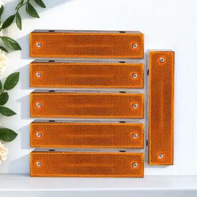 6 قطعة نفق جدار علامات عاكسة الأصفر مستطيل الطريق ترصيع للرصيف في الهواء الطلق علامة السلامة المرورية الطريق السريع دائم