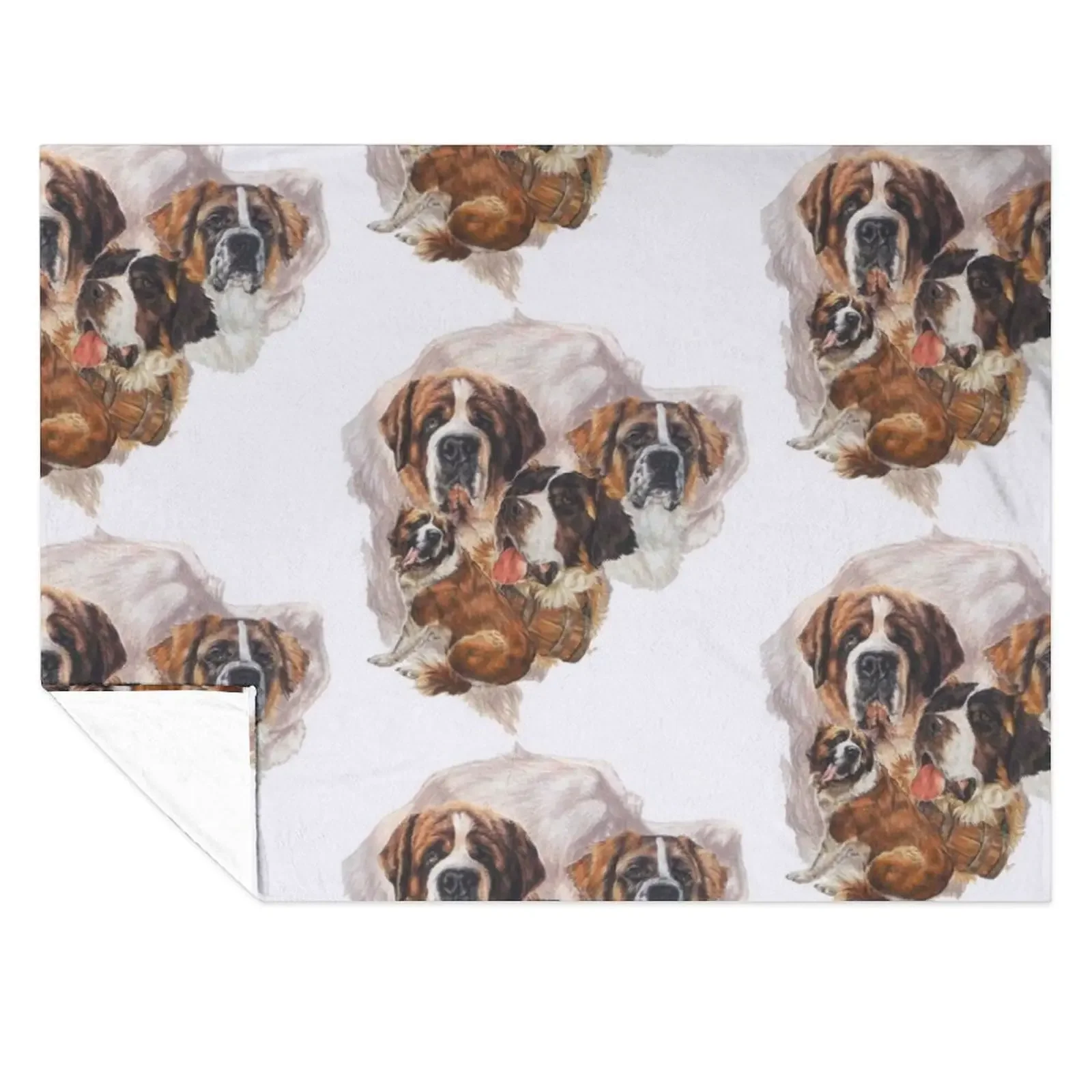 

Saint Bernard Grouping Throw Blanket Picnic Cute Summer Beddings Hairys Blankets