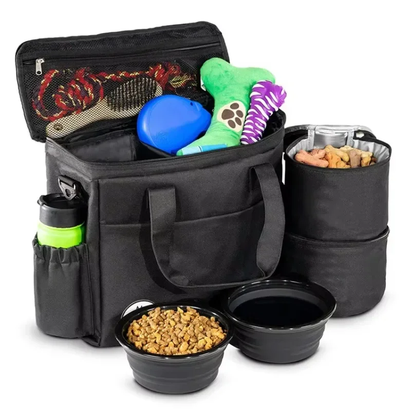 

Pet Dog Cat Food Travel Tote Backpack Bag Dog Bowl Food Stuff