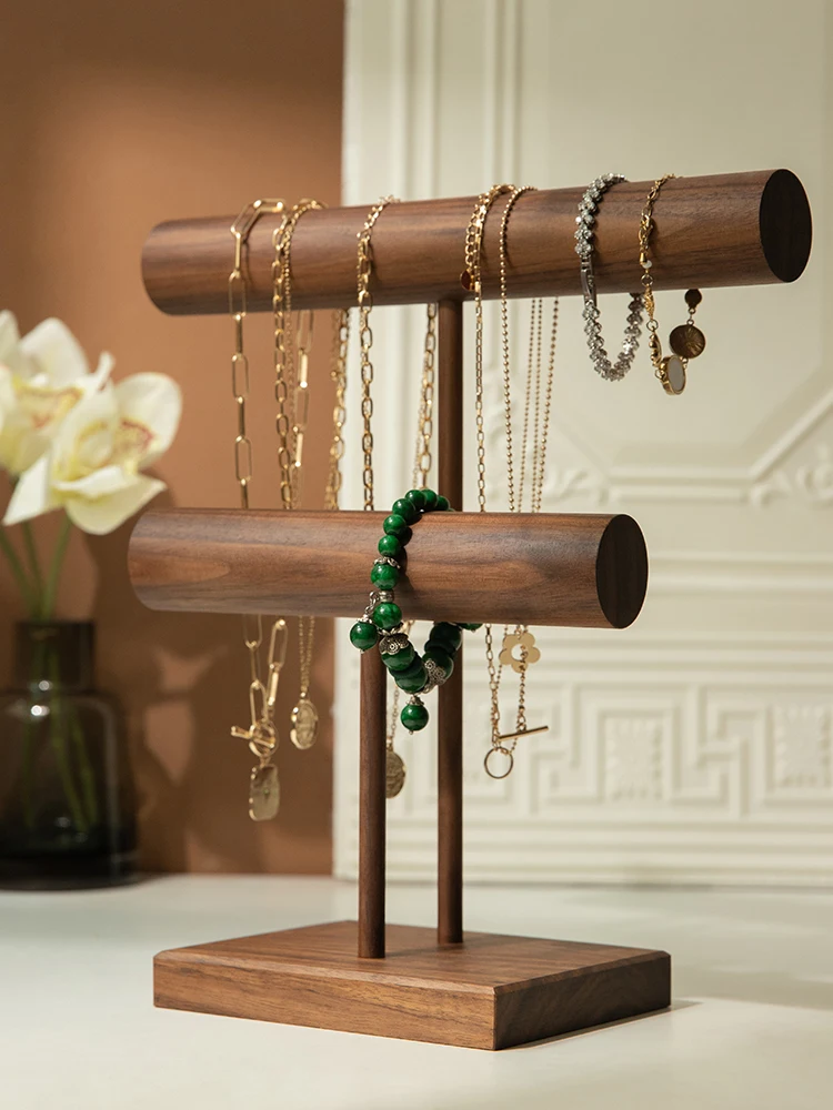 

Retro Double-Layer Watch Frame, Bangle Frame, Walnut Necklace Frame, Jewelry Display, Counter Props, Light, Luxury