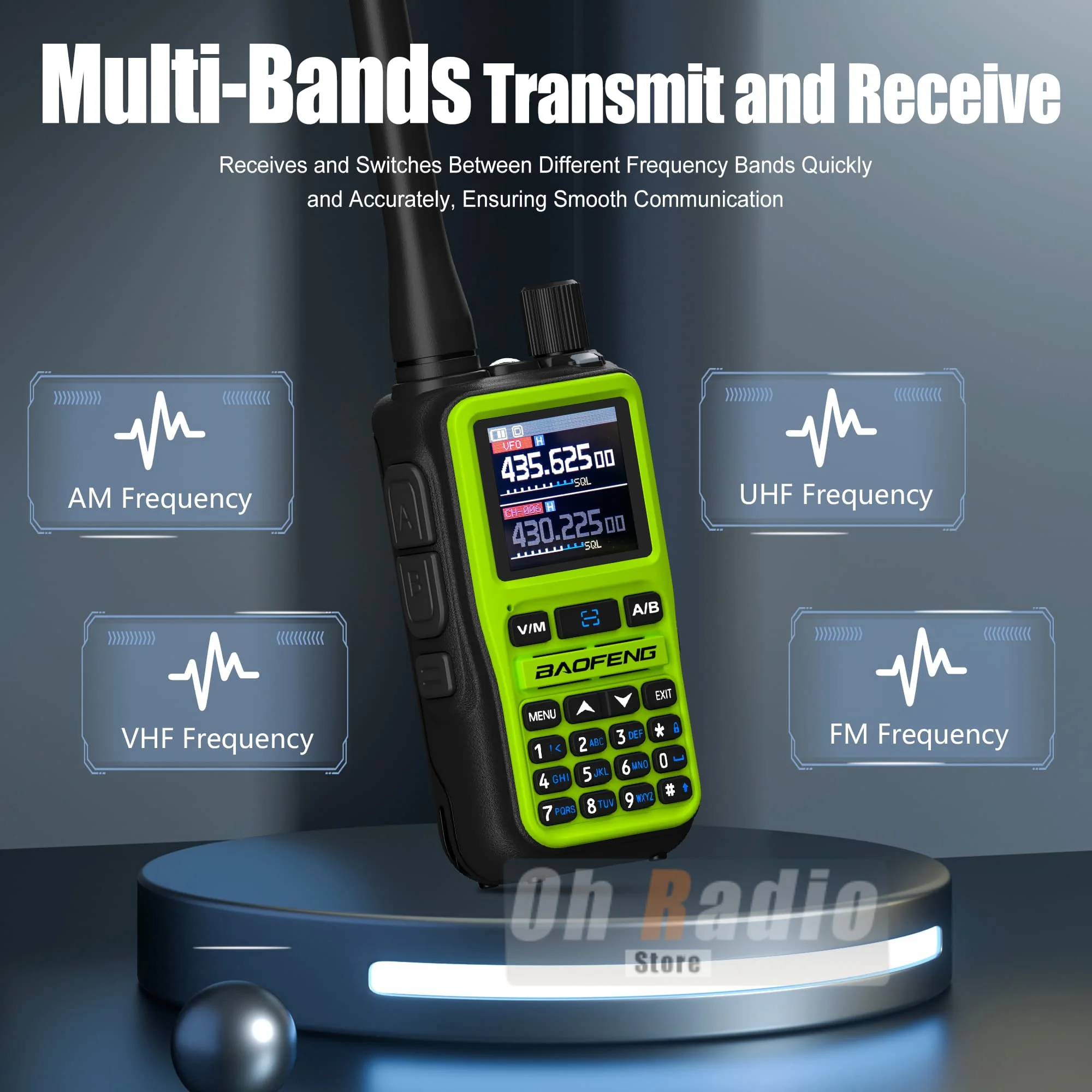 Baofeng 5R Mini Ham Radio Green Color UV-5R Mini Walkie Talkie UHF VHF AM/FM Bluetooth Programming Type-C 999CH Upgraded UV-5R