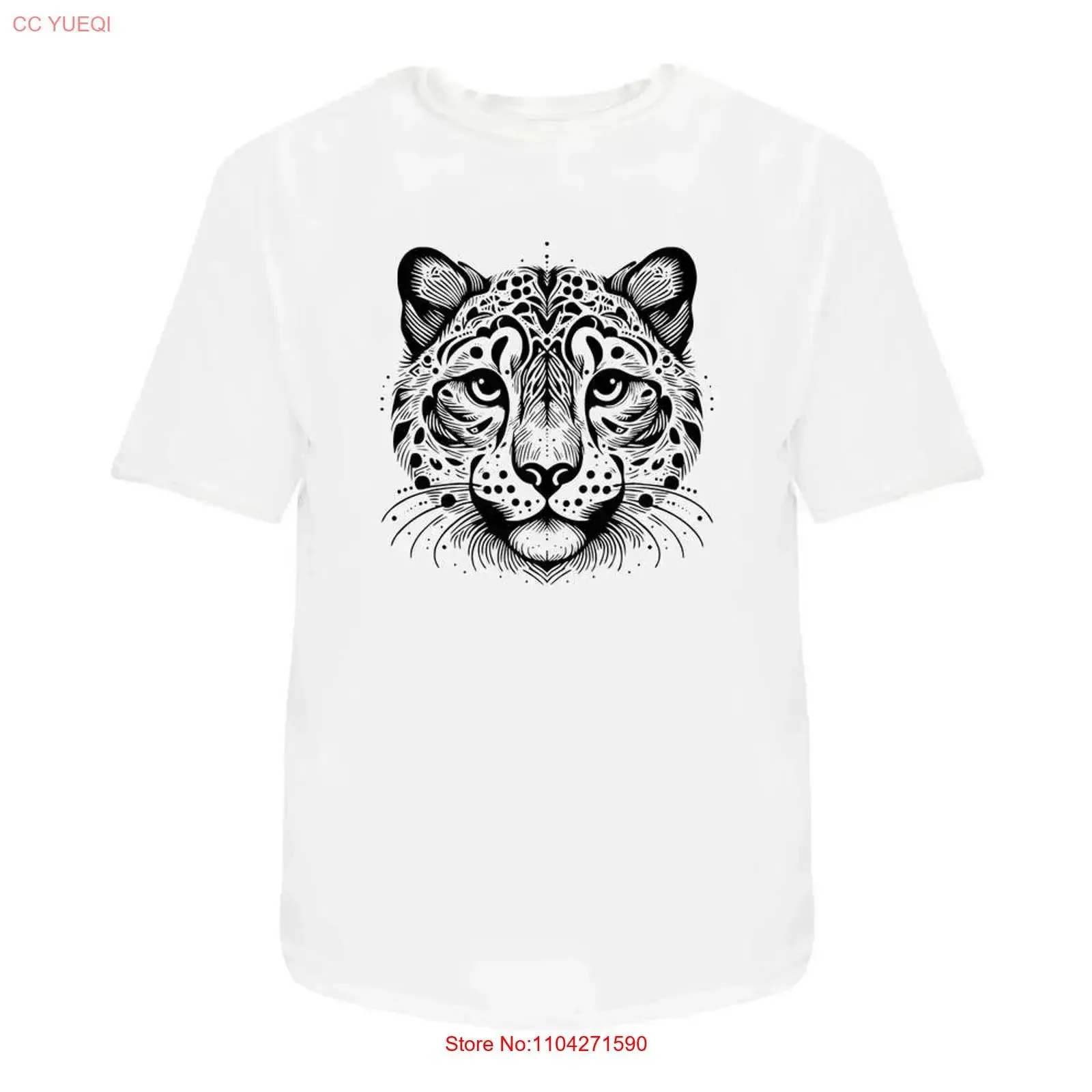 'Stylised Snow Leopard Portrait' T Shirt 100 Cotton S XXL TA056038 vintage Washed Soft Stylish Top For Everyday Wear Slightly